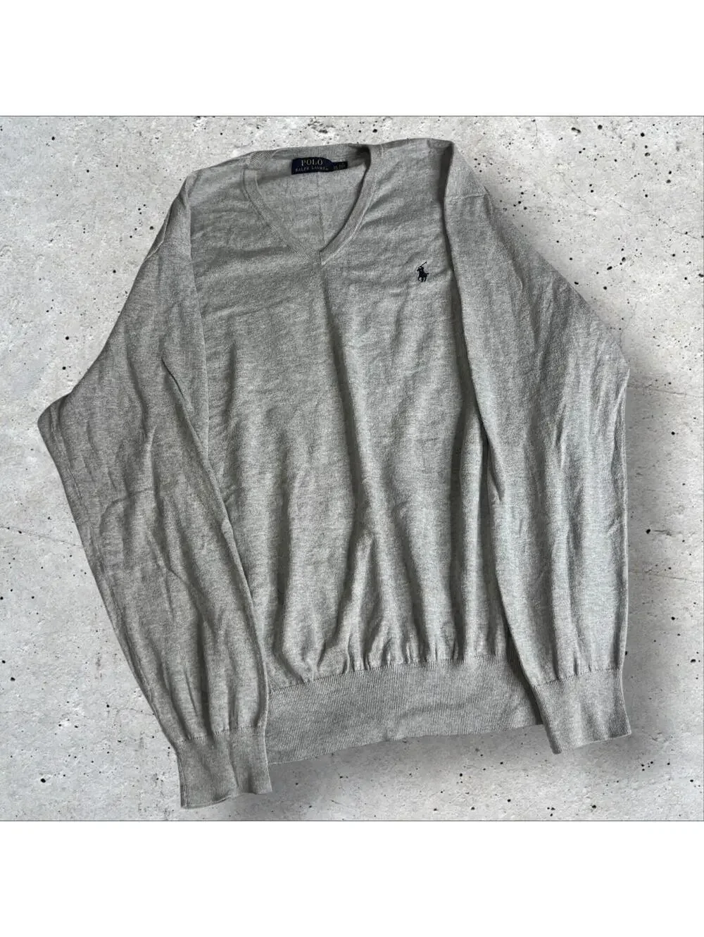 Polo Ralph Lauren Pima Cotton V-neck Pullover Long Sleeves Gray Sweater Size XXL